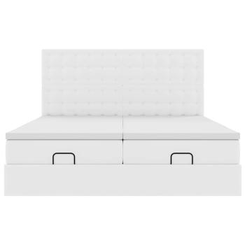 Ottoman-Bett mit Matratzen Reinweiß 180x200 cm Kunstleder