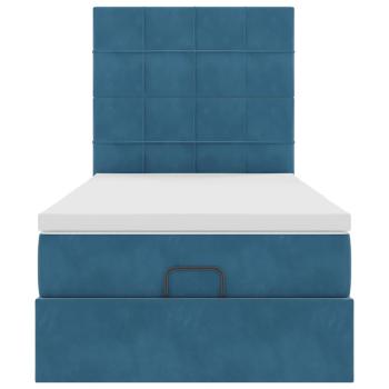 Ottoman-Bett mit Matratzen Dunkelblau 90x200 cm Samt