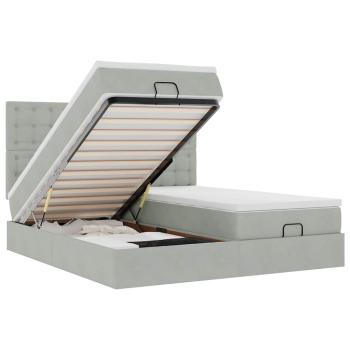 Ottoman-Bett mit Matratzen Hellgrau 200x200 cm Samt