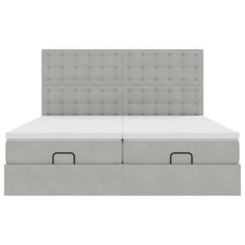Ottoman-Bett mit Matratzen Hellgrau 200x200 cm Samt