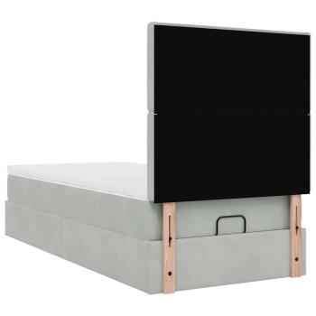 Ottoman-Bett mit Matratzen & LEDs Hellgrau 100x200 cm Samt