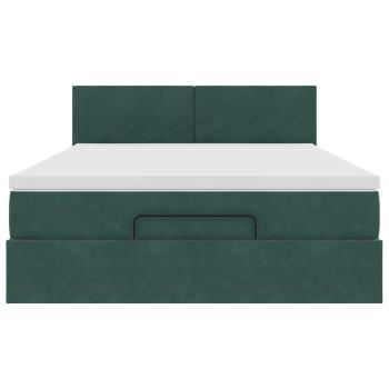 Ottoman-Bett mit Matratze Dunkelgrün 140x200 cm Samt