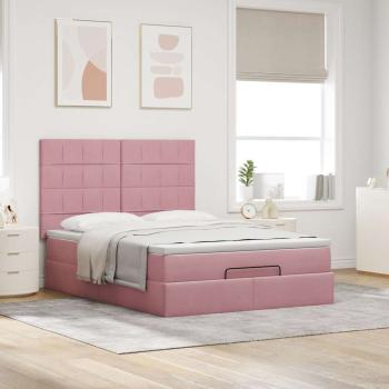 Ottoman-Bett mit Matratzen Rosa 140x200 cm Samt