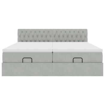 Ottoman-Bett mit Matratzen Hellgrau 200x200 cm Samt