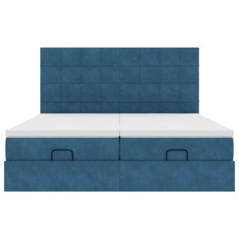 Ottoman-Bett mit Matratzen & LEDs Dunkelblau 180x200 cm Samt