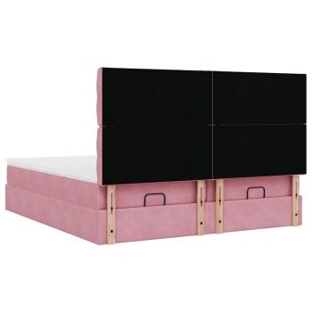 Ottoman-Bett mit Matratzen & LEDs Rosa 180x200 cm Samt