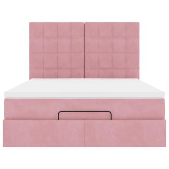 Ottoman-Bett mit Matratzen & LEDs Rosa 140x200 cm Samt