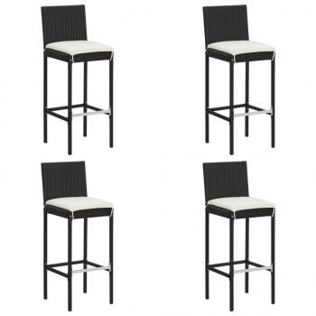 5-tlg. Gartenbar-Set mit Kissen Schwarz Poly Rattan