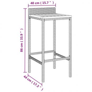 5-tlg. Gartenbar-Set Schwarz Poly Rattan & Massivholz Akazie