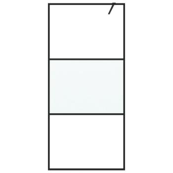 Duschwand für Begehbare Dusche Schwarz 90x195cm Halbmatt ESG