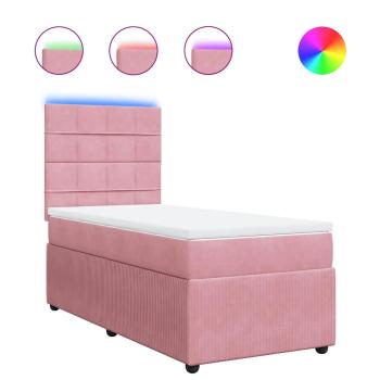 Boxspringbett mit Matratze Rosa 90x190 cm Samt