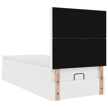 Ottoman-Bett mit Matratze & LEDs Weiß 80x200 cm Kunstleder