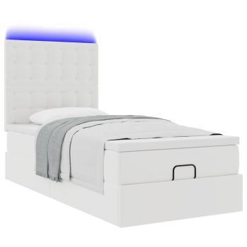 Ottoman-Bett mit Matratze & LEDs Weiß 80x200 cm Kunstleder