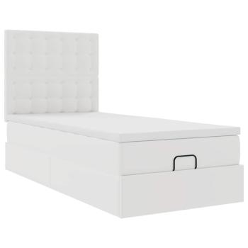 Ottoman-Bett mit Matratze & LEDs Weiß 80x200 cm Kunstleder