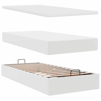 Ottoman-Bett mit Matratze & LEDs Weiß 80x200 cm Kunstleder