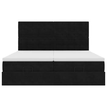 Ottoman-Bett mit Matratzen & LEDs Schwarz 160x200 cm Samt