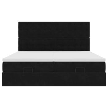Ottoman-Bett mit Matratzen Schwarz 160x200 cm Samt