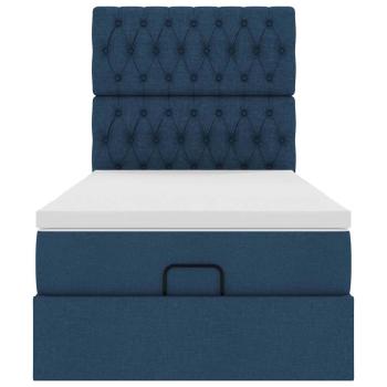 Ottoman-Bett mit Matratze & LEDs Blau 80x200 cm Stoff