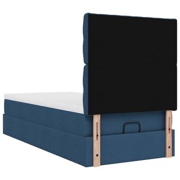 Ottoman-Bett mit Matratze & LEDs Blau 80x200 cm Stoff