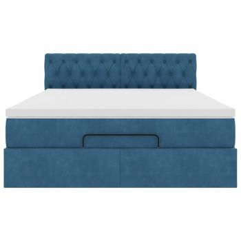 Ottoman-Bett mit Matratze Dunkelblau 140x200 cm Samt