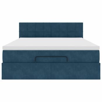 Ottoman-Bett mit Matratze Dunkelblau 140x200 cm Samt
