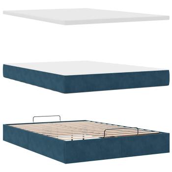 Ottoman-Bett mit Matratze Dunkelblau 140x200 cm Samt