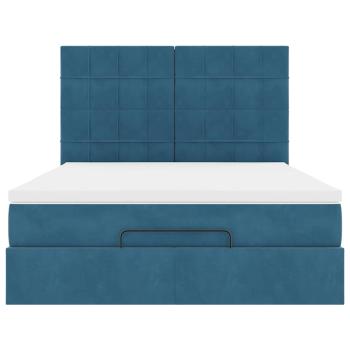 Ottoman-Bett mit Matratzen & LEDs Dunkelblau 140x200 cm Samt