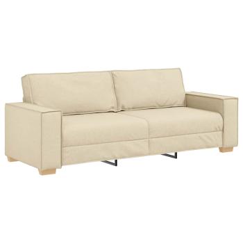 2-tlg. Sofagarnitur mit Kissen Creme Stoff