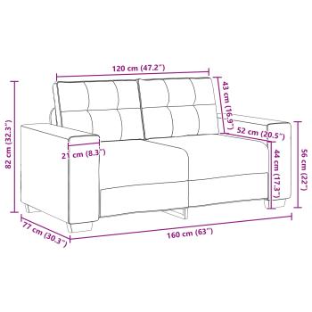 Zweisitzer-Sofa Braun 120 cm Samt