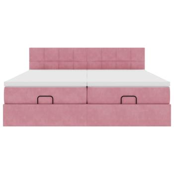 Ottoman-Bett mit Matratzen Rosa 180x200 cm Samt