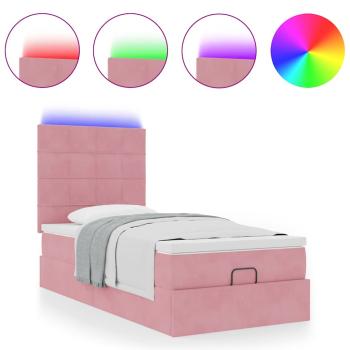 Ottoman-Bett mit Matratzen & LEDs Rosa 90x200 cm Samt