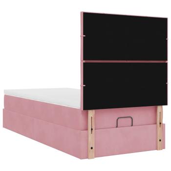 Ottoman-Bett mit Matratzen & LEDs Rosa 90x200 cm Samt