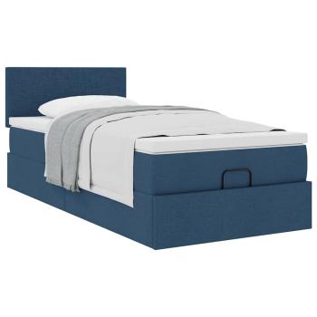 Ottoman-Bett mit Matratze Blau 80x200 cm Stoff