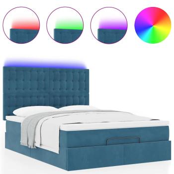 Ottoman-Bett mit Matratzen & LEDs Dunkelblau 140x200 cm Samt
