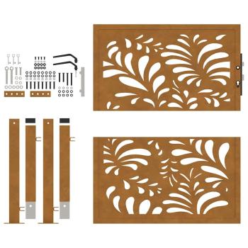 Gartentor 105x105 cm Wetterfester Stahl Wellen-Design