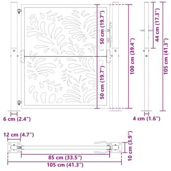 Gartentor 105x105 cm Wetterfester Stahl Wellen-Design