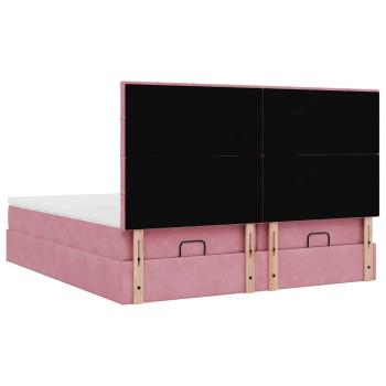 Ottoman-Bett mit Matratzen Rosa 180x200 cm Samt