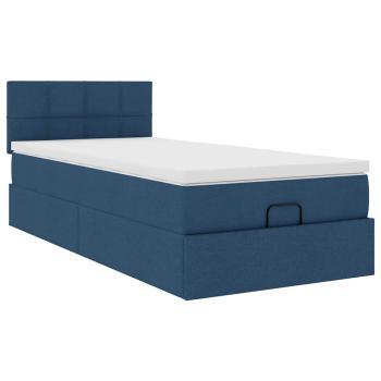 Ottoman-Bett mit Matratze Blau 80x200 cm Stoff