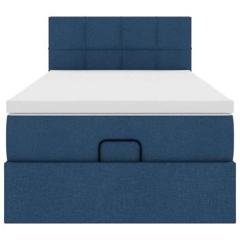 Ottoman-Bett mit Matratze & LEDs Blau 80x200 cm Stoff