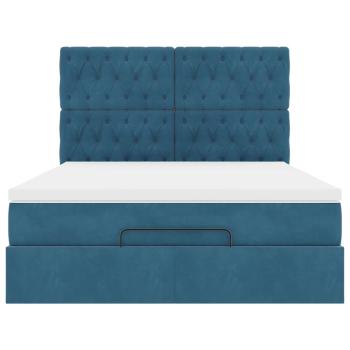 Ottoman-Bett mit Matratzen & LEDs Dunkelblau 140x200 cm Samt