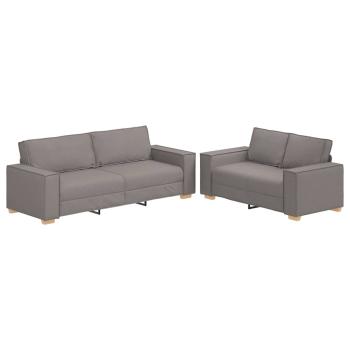 2-tlg. Sofagarnitur mit Kissen Taupe Stoff