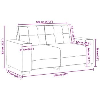Zweisitzer-Sofa Hellgrau 120 cm Stoff