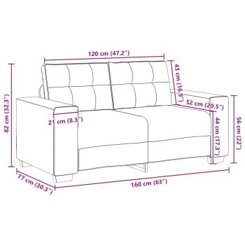 Zweisitzer-Sofa Dunkelgrau 120 cm Samt