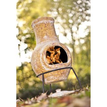 RedFire Gartenkamin Tampico Gelb 31x31x68 cm Ton