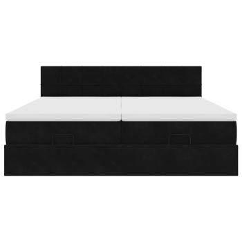 Ottoman-Bett mit Matratzen & LEDs Schwarz 180x200 cm Samt