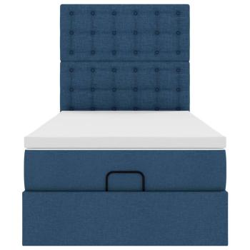 Ottoman-Bett mit Matratze Blau 80x200 cm Stoff