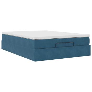 Ottoman-Bett mit Matratze Dunkelblau 140x200 cm Samt