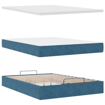 Ottoman-Bett mit Matratzen Dunkelblau 140x200 cm Samt