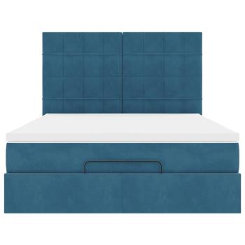 Ottoman-Bett mit Matratzen Dunkelblau 140x200 cm Samt