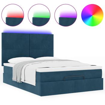 Ottoman-Bett mit Matratzen & LEDs Dunkelblau 140x200 cm Samt